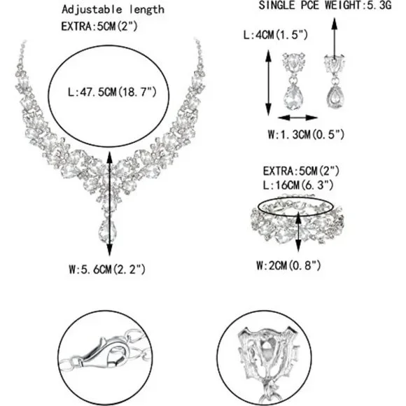 NEW Sparkling Bling Swarovski Crystal Rhinestone Wedding Necklace Set + … - Picture 16 of 16